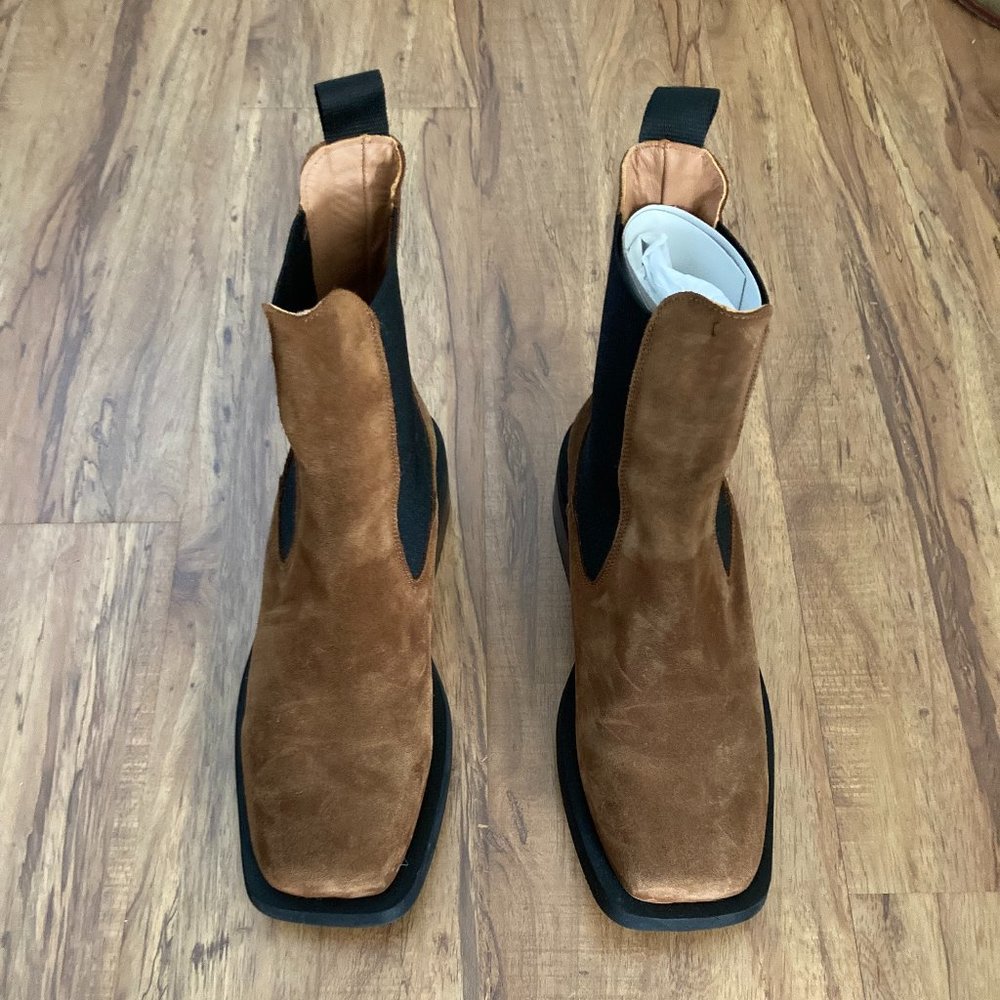 GANNI Wide Welt Squared Toe Chelsea Boots